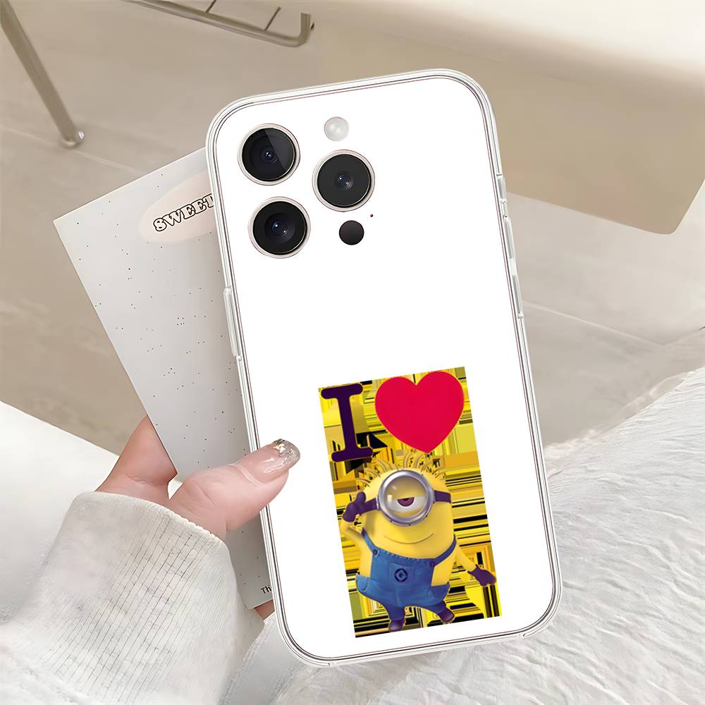 ЧЕХОЛ ДЛЯ ТЕЛЕФОНА MOVIE M-Minions Роскошный Мягкий Прозрачный Чехол Для IPhone 17 16 15 14 13 12 11 Pro Max Mini Защитный Чехол-Бампер