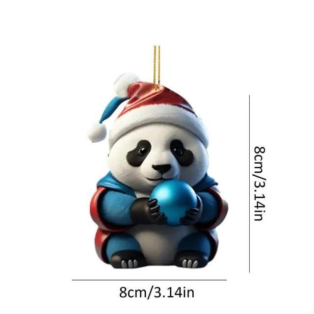 Creative Acrylic Panda Pendant Christmas Tree Ornament Ball Keychain Gift Decor