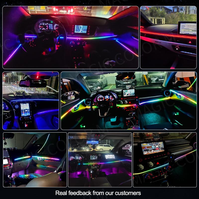 Vgetting 140 /55.1 дюйма Светодиодная подсветка салона автомобиля Symphony Универсальная 6 в 1 RGB Лампа атмосферы USB Приложение Пульт дистанционного управления для Tesla Model 3 Y S X