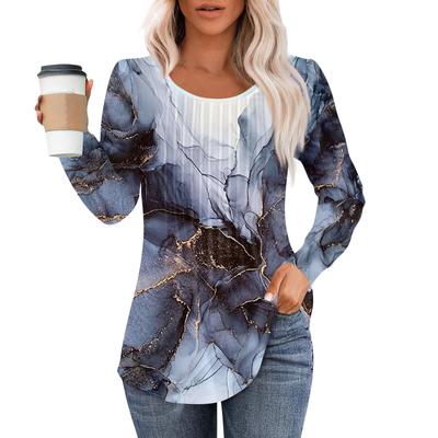 Летний круглый вырез с 3D-принтом, модные и повседневные женские футболки с длинными рукавами