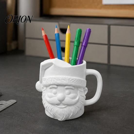 Новогодний держатель для ручек на стол, 3D-печать Деда Мороза с ручкой, Декоративный органайзер для канцелярских принадлежностей, Большая устойчивая к погодным условиям садовая скульптура
