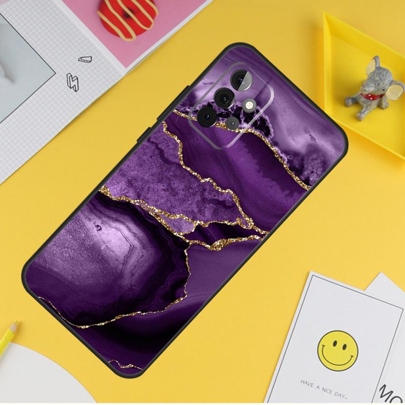 Чехол Teal Blue Gold Agate Marble для Samsung Galaxy A54 A34 A14 A13 A33 A53 A12 A32 A52 A71 A51 A15 A25 A35 A55