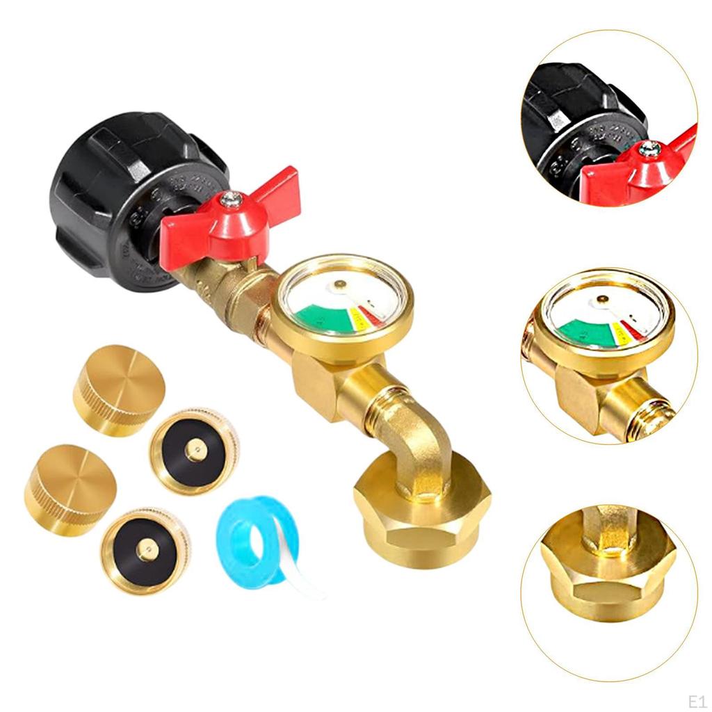 Propane Refill Adapter with Valve Metal Easy To Use Practical Sturdy Quick Gauge for