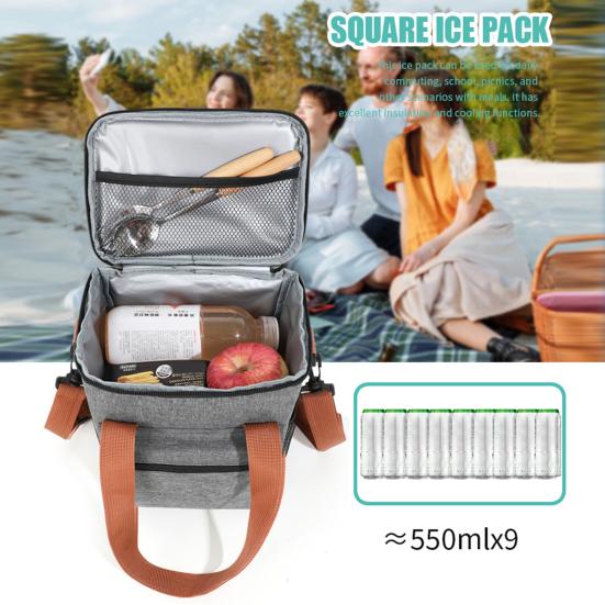 Изолированная сумка для ланча 550 мл, герметичная сумка-холодильник с сетчатыми карманами, термоконтейнер для еды