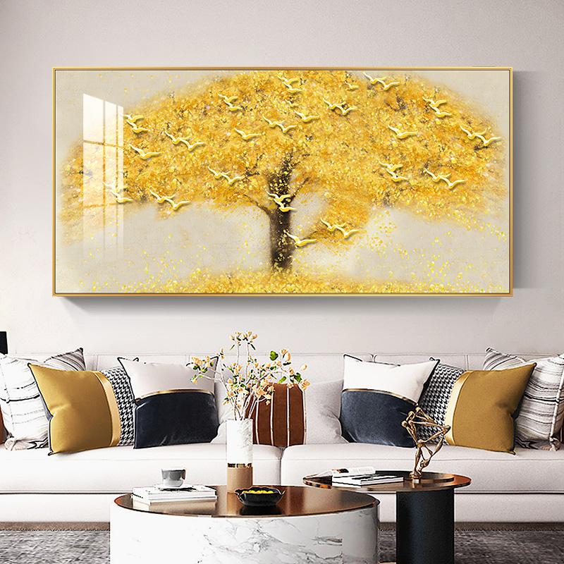Yellow Golden Money Tree for Living Room Decoration Painting Rich Tree Canvas Painting Wall Pictures Landsdcape Posters Prints