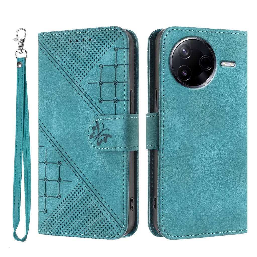 For Xiaomi Redmi K80 5G/Xiaomi Poco F7 Pro 5G Leather Wallet Case Butterfly Flower Imprinted Phone Cover with Strap