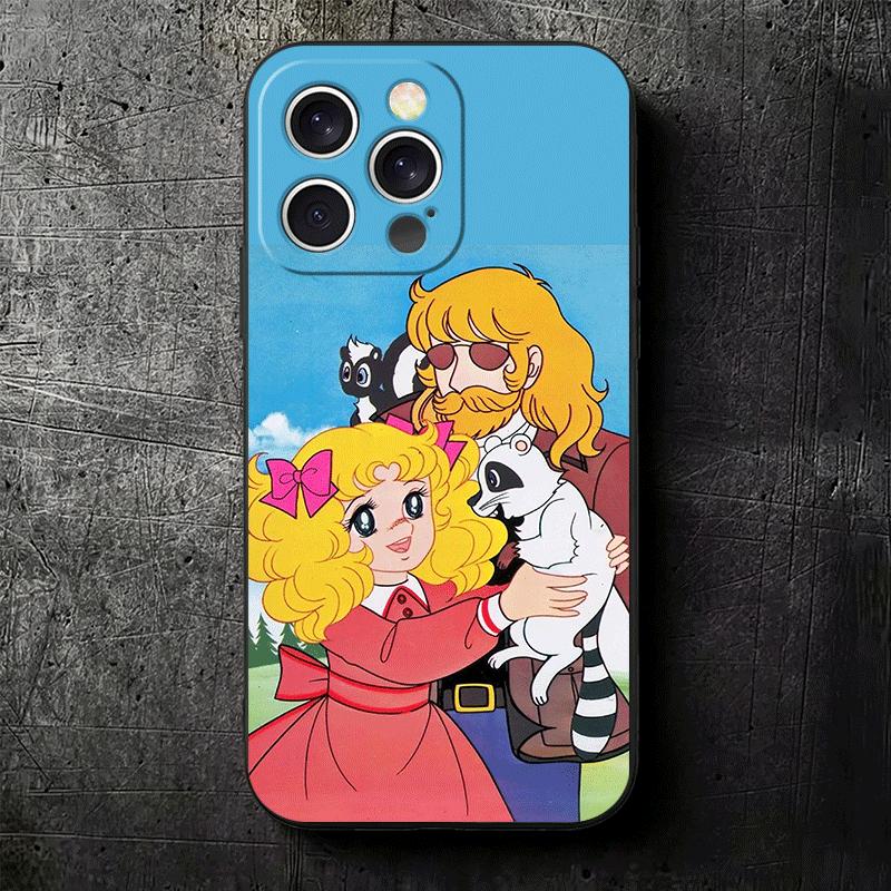 Candy 90s Cartoon Soft Phone Case for iPhone 16 16E 17 Air 15 Pro Max 14 Plus 13 Mini 11 12 7 Black Cover Back Shell