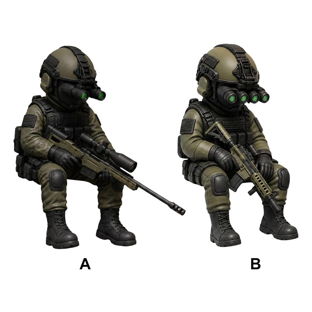Tactical Sniper Mini Figurine Exquisite Craftsmanship Special Forces Statue for Household Adults Men Indoors Bedroom Use