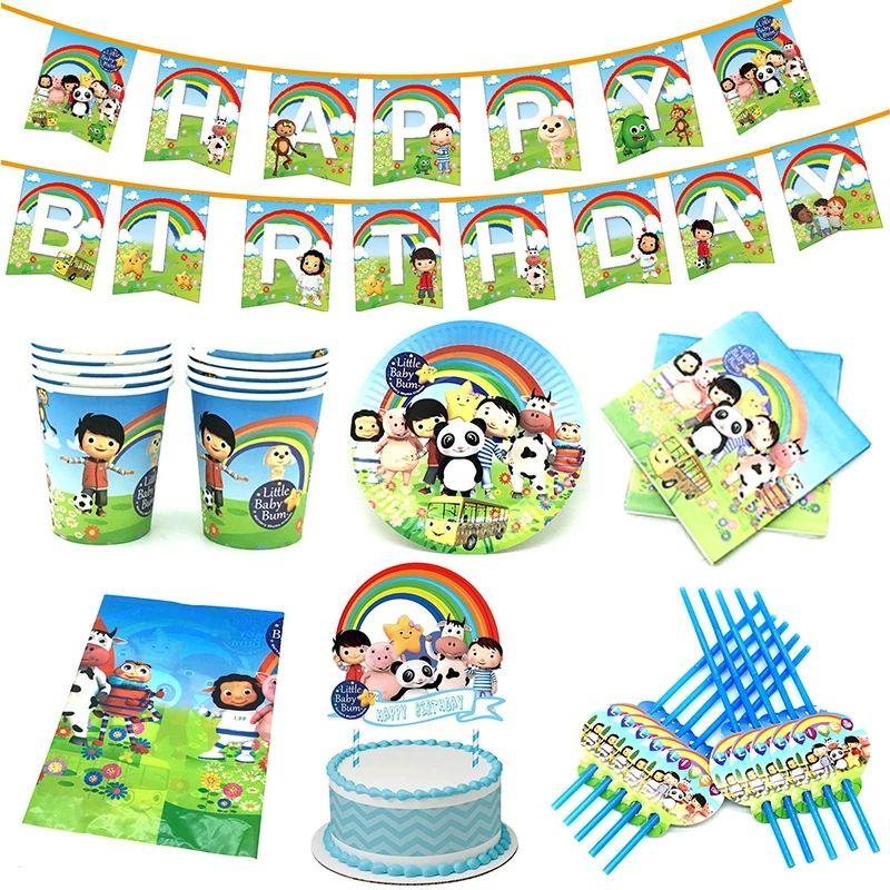 Принадлежности для дня рождения в стиле Little Baby Bum с праздничной посудой и декором