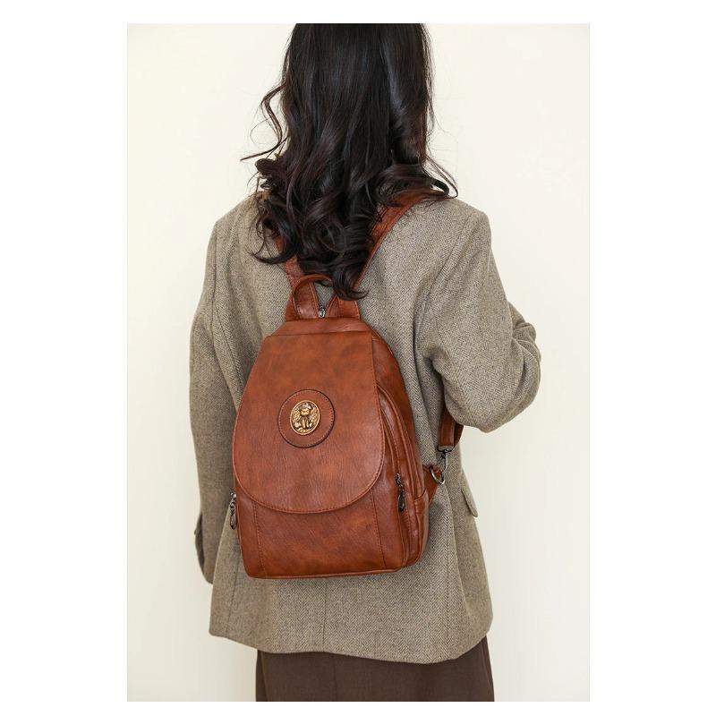 Мягкий кожаный рюкзак для женщин 2025 Новый модный маленький рюкзак нагрудная сумка ретро повседневный многоцелевой одноплечевой рюкзак