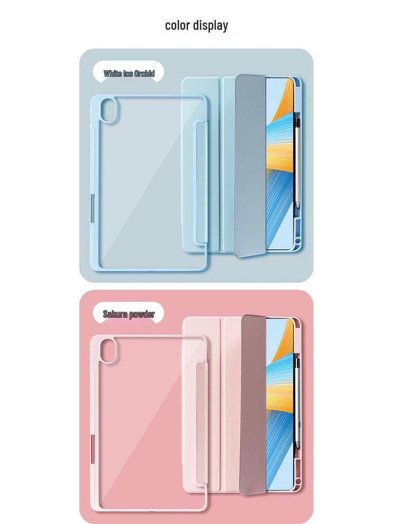 Honor Tablet GT2Pro/MagicPad3V7X9/X8A 10-inch Anti-Bend Leather & Transparent Acrylic Case