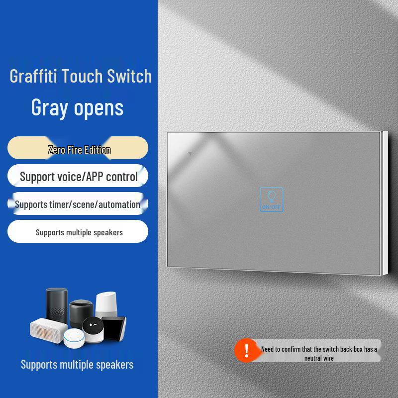 Умный WiFi Настенный Выключатель Graffiti с Голосовым Управлением Alexa и Google, Спецификации США/ЕС, Сенсорная Панель