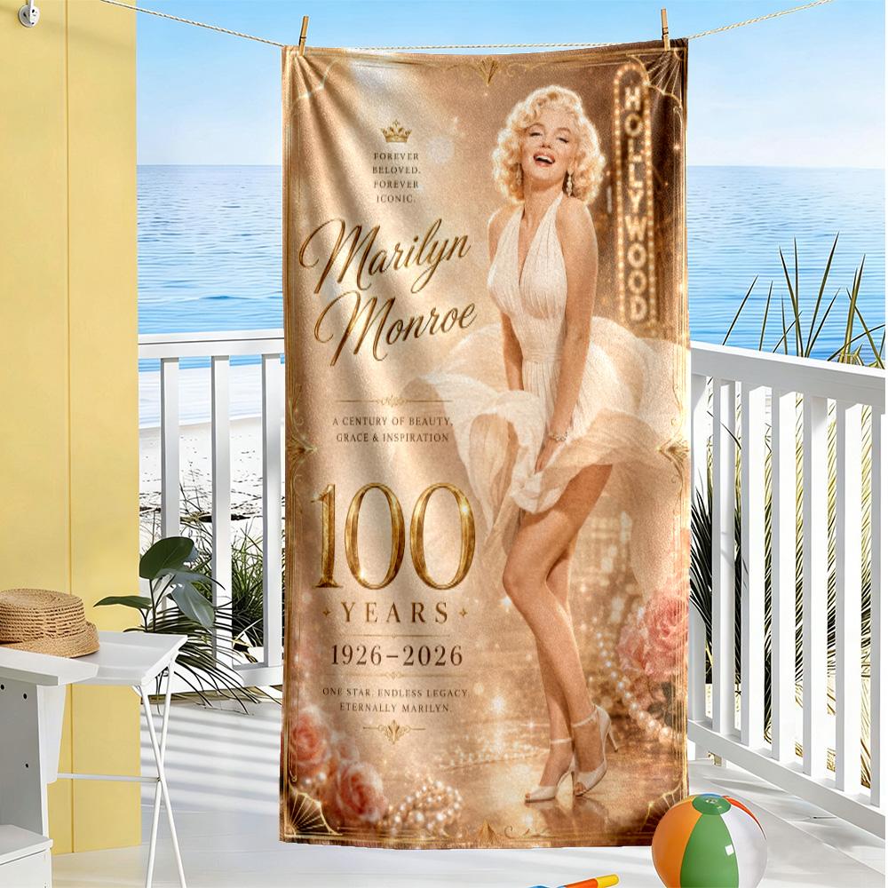 Marilyn Monroe Iconic Poster Beach Towel High Absorbency & Quick-Dry Comfortable Lightweight Suitable for Swimming, Gym, Camping, Yoga Vacation