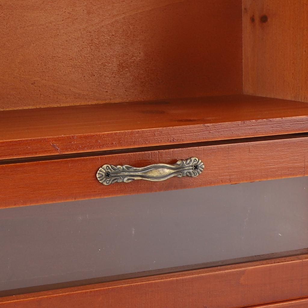 Винтажный настольный органайзер из массива дерева, настольный шкаф-витрина, коробка для хранения с прозрачным ящиком для кухни, гостиной, спальни