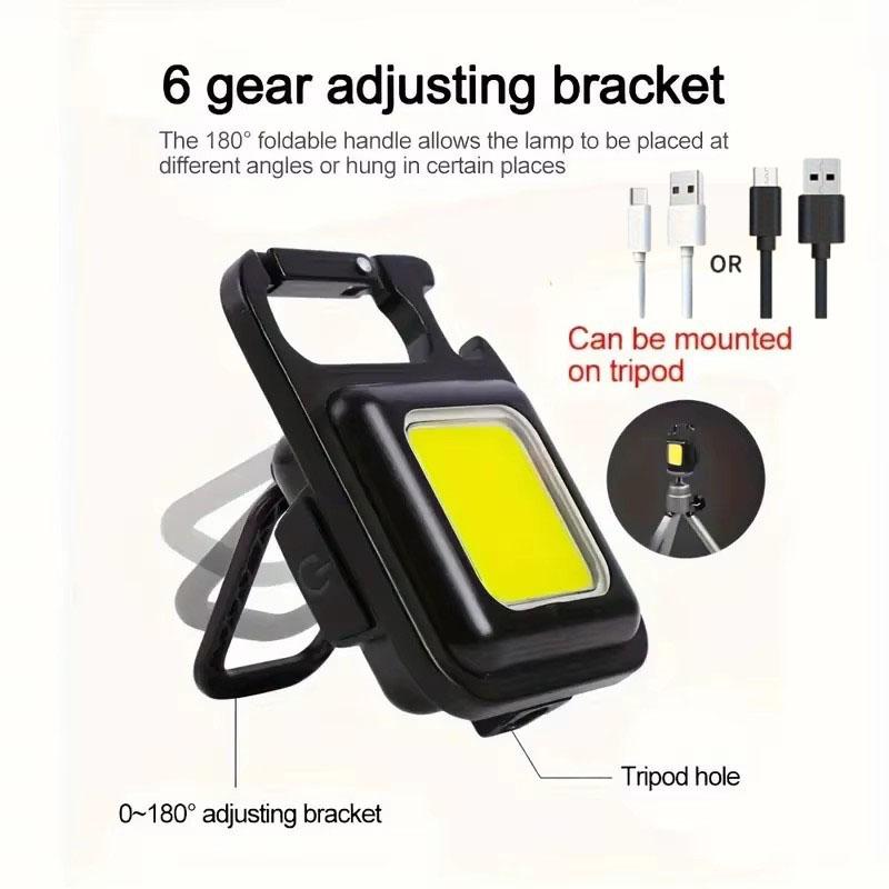 Mini COB Work Light High Power LED Flashlight Keychain 4 Modes LED Strong Lantern Magnet USB Rechargeable Outdoor Torch Camping