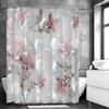 Modern Flower Embossed Shower Curtain, Bathroom Decorative Shower Curtain, Waterproof Shower Curtain with Hooks