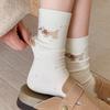 Носки Чистый хлопок Носки для наслаивания Милый мультяшный сезон Щенок Пасторальный хлопок Носки средней длины