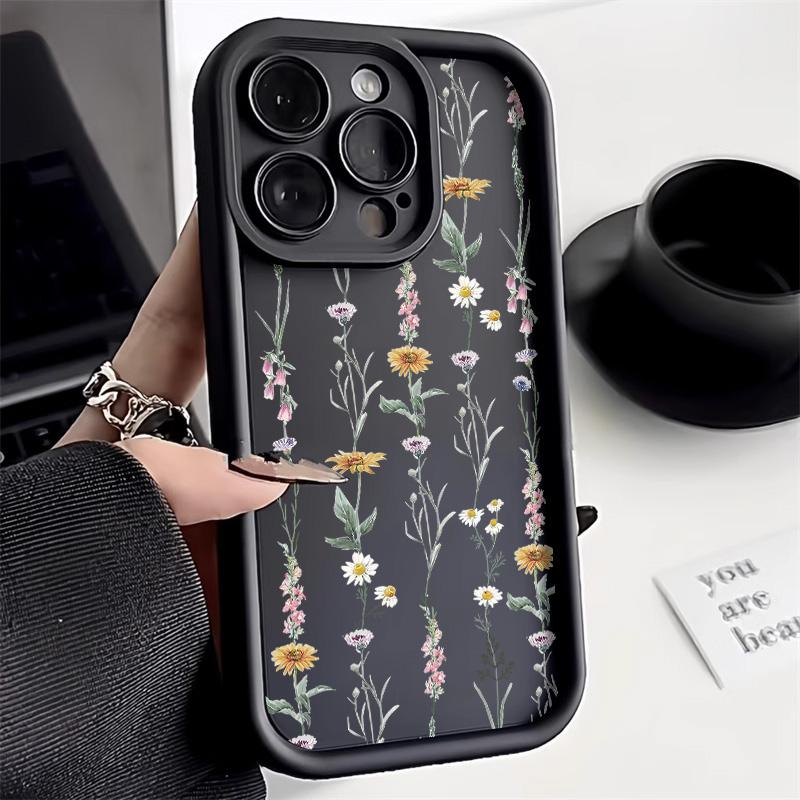 Чехол-органайзер Dark Floral Meadow для телефона iPhone 17 16 15 14 13 12 11 Серии Pro Max Plus Двухслойная защита