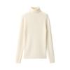 MUJI Washable Wool Rib Turtleneck Size BA1OXA4A Women's High-Gauge Sweater, Off-White, XL,