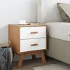 VidaXL Bedside Table OLDEN White and Brown Solid Pine Wood 358584