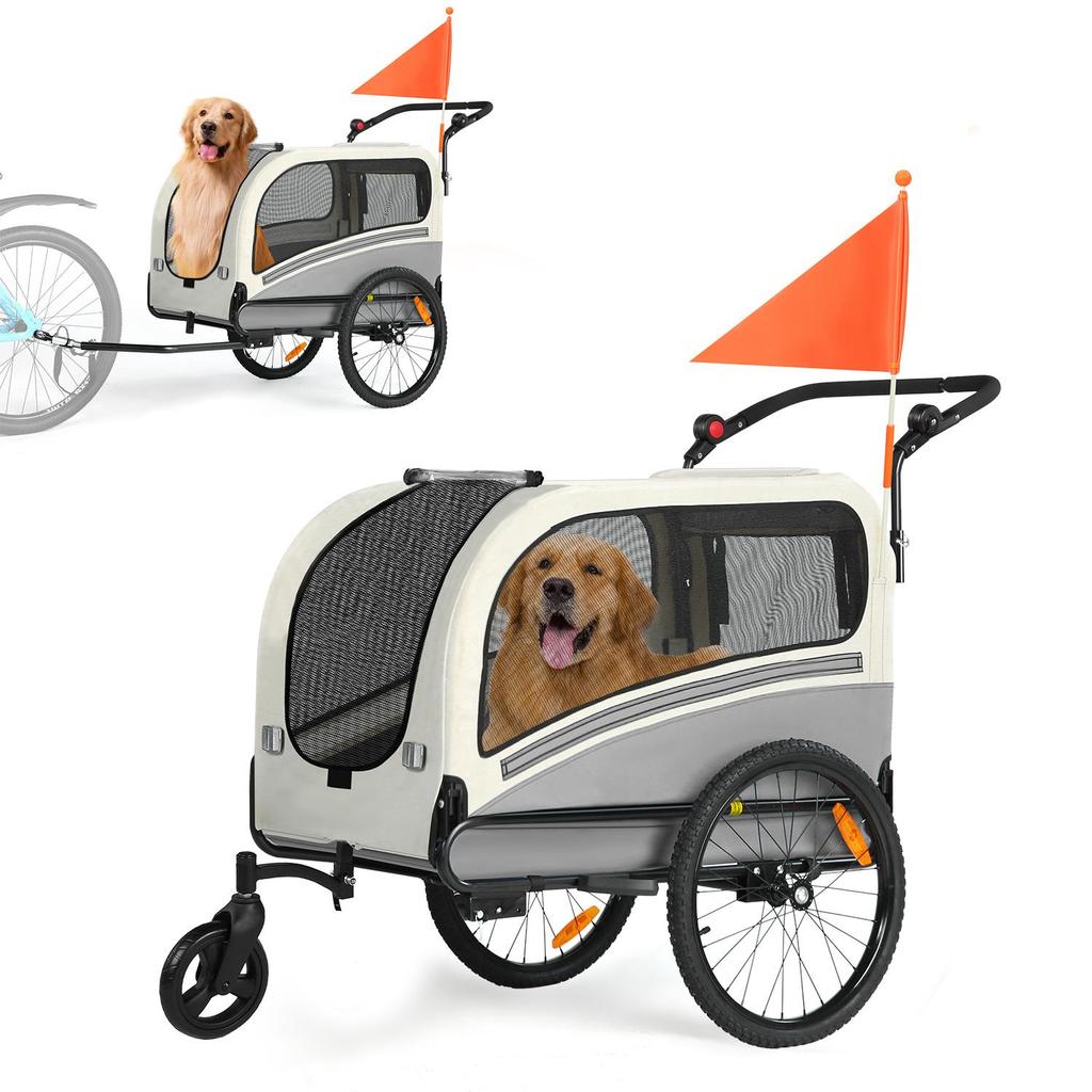 Sepnine 10202NS 2-in-1 Pet Bicycle Trailer 50 kg Max Load Built-in Safety Leash & D-Ring Ideal for Large Dogs Multiple Pets or Bigger-Sized Pets