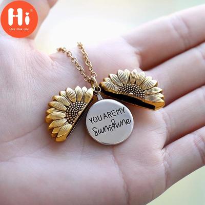 Ожерелье Hi You Are My Sunshine с подсолнухом для женщин, длинная цепочка с подвеской в ​​виде солнечного цветка, модные украшения