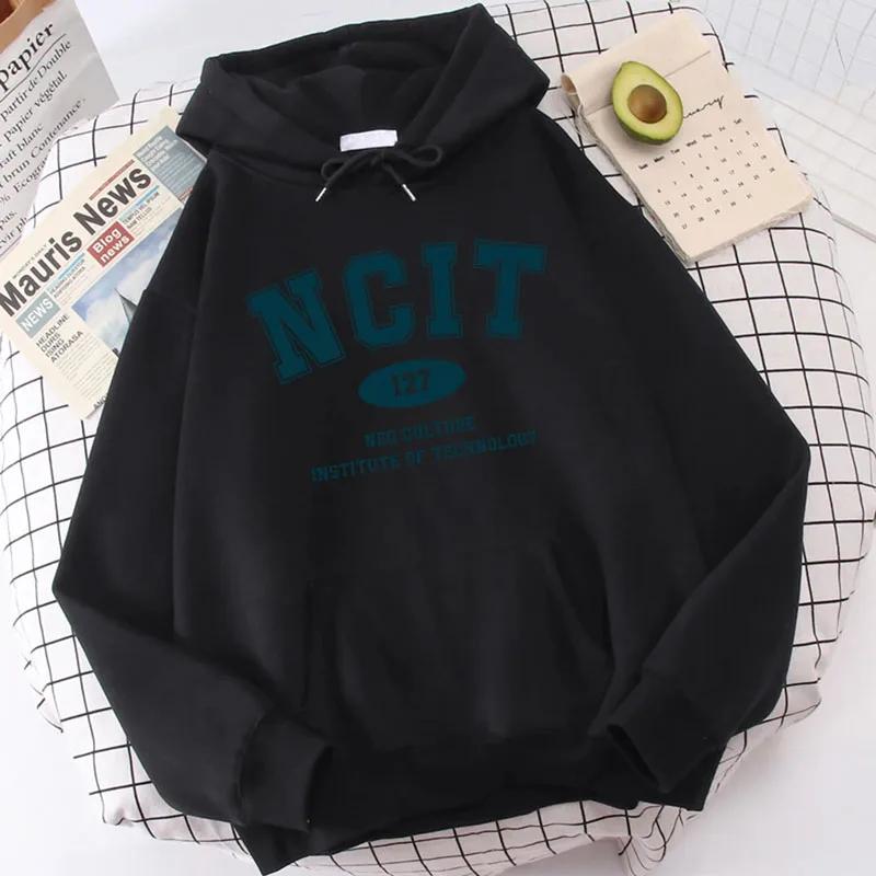 Худи женское оверсайз с принтами Letter NCIT 127 Neo Culture Institute Of Technology, флисовое худи-пуловер в стиле Харадзюку
