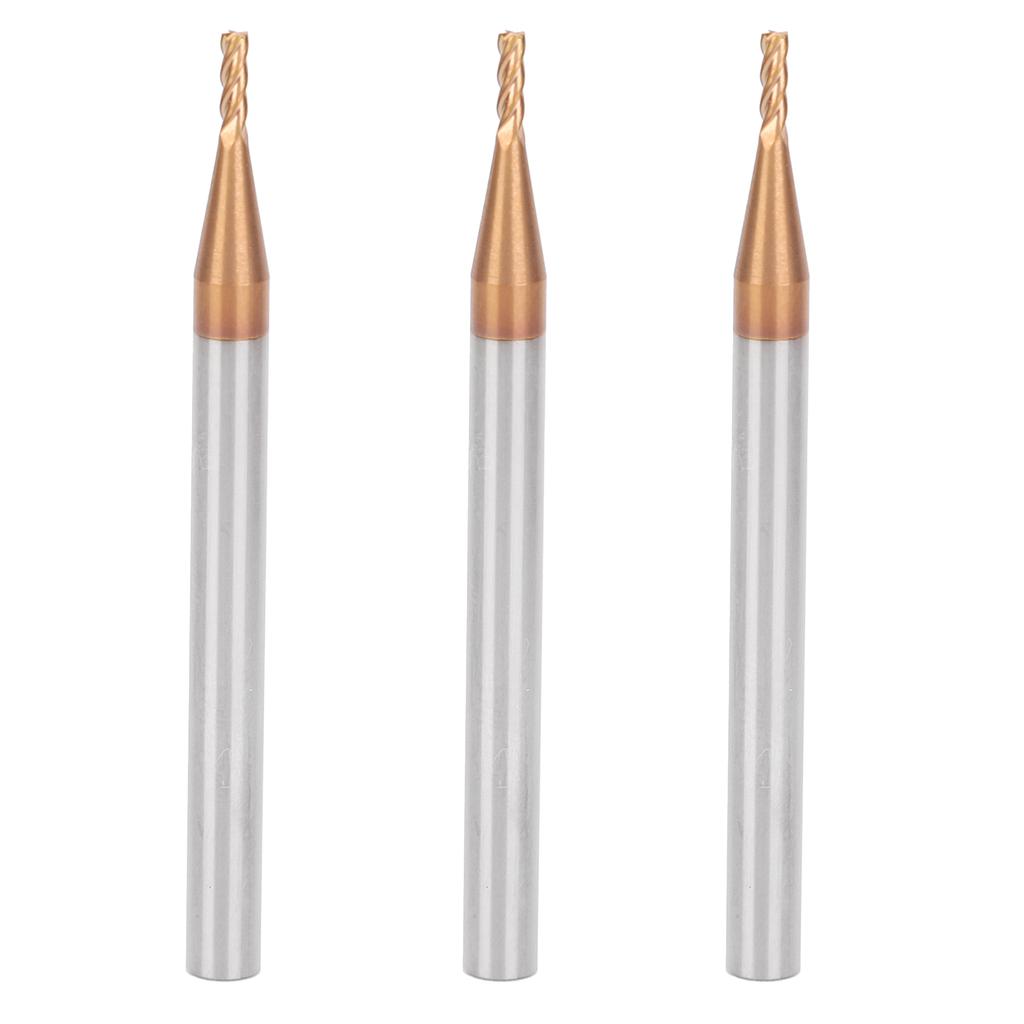 3Pcs Milling Cutter 4 Flutes Tungsten Steel CNC End Mill Cutting Tool 1.5 x 50 x 4T