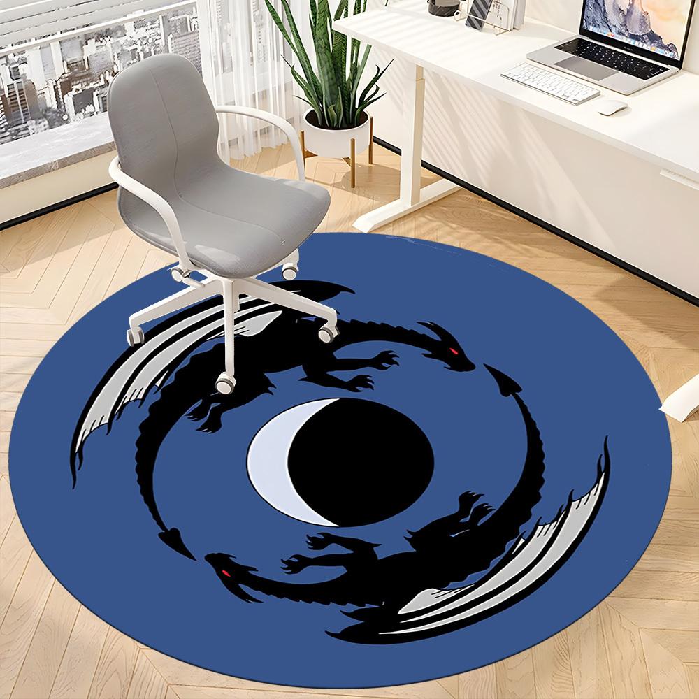 1pc Dragon Moon Office Round Area Rug, Under Office Chairs Bedroom Living Room Home Decor, Room Deco, Available in Various Sizes