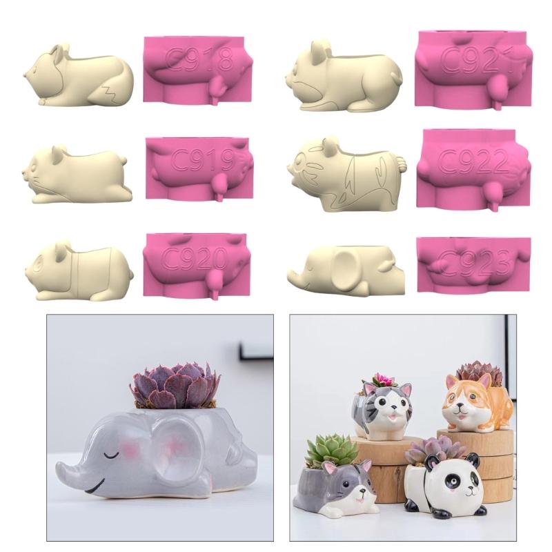 Форма для садовых горшков, форма для горшков для суккулентов, форма в виде животного, силиконовая форма для литья бетона для эпоксидной смолы и подставка для ручек