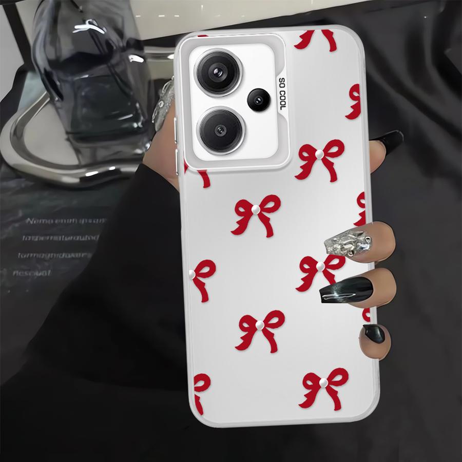 Чехол для Xiaomi Redmi Note 14 A2 13C 12 10 11 Pro 14C A1 Note 13 12 Pro Plus 12C Чехол для телефона Модный Красный Розовый Бант