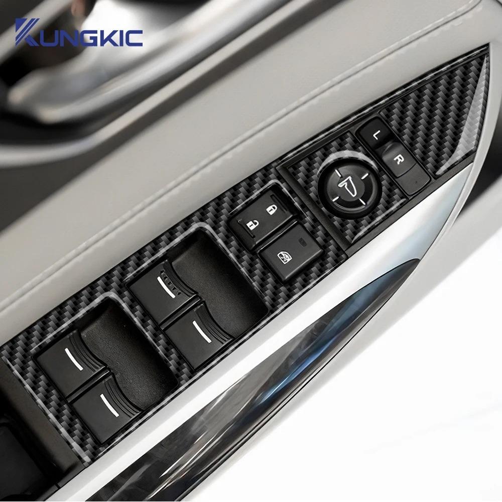 For Acura TLX 2015 2016 2017 2018 2019 2020 Real Soft Carbon Fiber Sticker LHD Car Window Lift Button Panel Interior Accessories