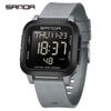 SANDA Waterproof Casual LED Digital Watch Mens Multifunctional Timing Electronic Clock Calendar Alarm Military Square Man Watch