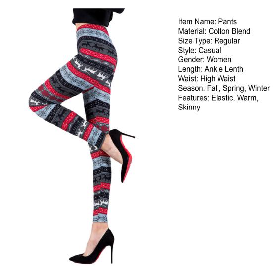 Autumn Winter Women Pants Snowflake Elk Print High Waist Tummy Control Soft Elastic Thermal Skinny Butt-lifted Yoga Trousers Lady Leggings