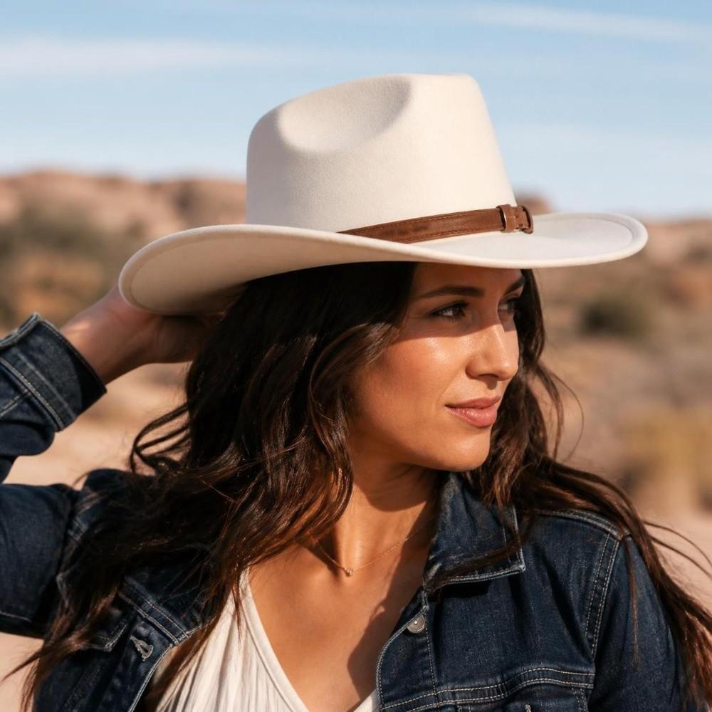Suede Cowboy Fedora Hat Vintage Jazz Hat Ethnic Western Hat Cosplay