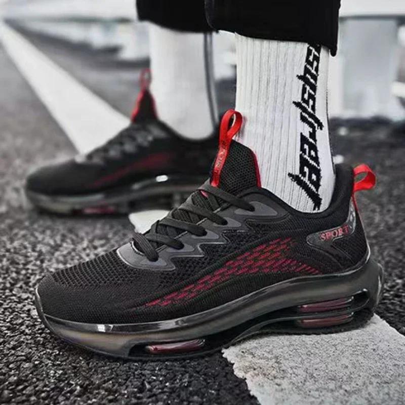 Мужские кроссовки для бега, новая модная уличная спортивная обувь для бега, сетчатая дышащая амортизирующая обувь, мужская обувь большого размера 45