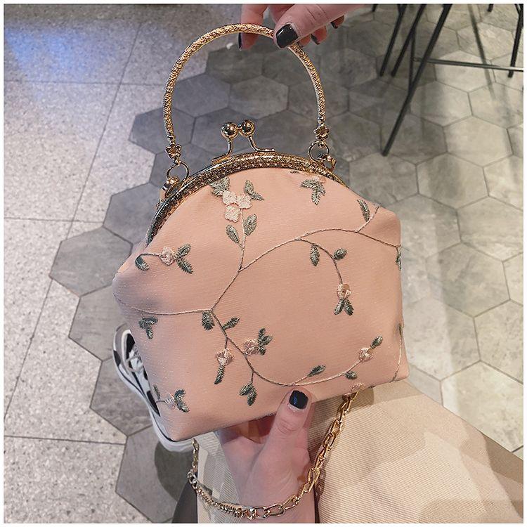 Кружевная Золотая Сумка Женский Ретро Китайский Стиль с Сумкой Cheongsam Маленькая Сумка Свежая Ракушка