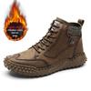Классические зимние мужские ботинки из натуральной кожи, плюшевые теплые мужские зимние сапоги, непромокаемые уличные мужские рабочие ботинки в римском стиле, мужские мотоциклетные ботинки