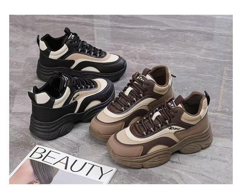 Женские модные кроссовки на толстой подошве в стиле «папиных» на весну 2025 года - Универсальные, стройнящие, спортивные повседневные туфли