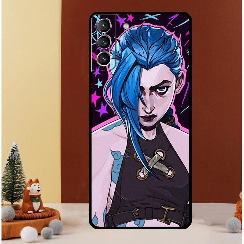Чехол для Samsung Galaxy S23 S24 Ultra S8 S9 S10 S22 Plus Note 10 20 Ultra S20 S21 FE с персонажем Джинкс из аниме Аркейн