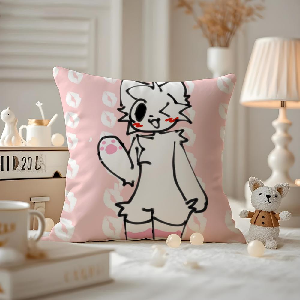 BBoykisser Silly Cat Cute Cushion Cover Antidustmite Pillowcase Invisible zipper silky short plush Sofa cushion cover