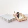 Crystal Mirrored Cosmetic Tray Organiser Metal Decorative Vanity Tray Plate Holder for Perfume Cosmetics Makeup Storage