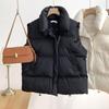 2025 Autumn/Winter Women's Short Stand Collar Down Cotton Vest - Korean Style Sleeveless Outerwear