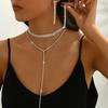 Full Diamond Multi-Layer Neck Chain Simple Long Fringed Necklace Earrings Women'S Jewelry