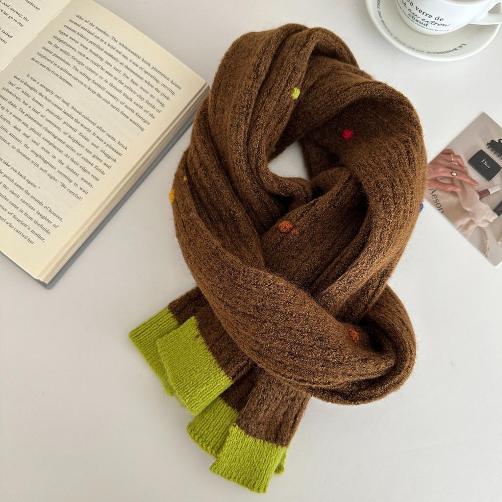 Solid Color Knitted Scarf for Women Winter Soft Student Couple Knitted Scarf