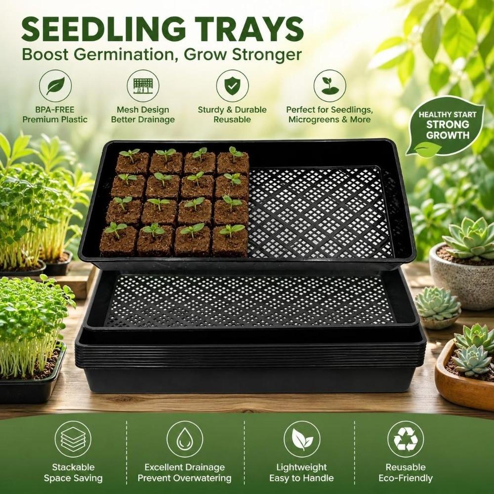 2pcs Mesh Plastic Nursery Trays with Holes Hydroponic Growing Tray for Succulent