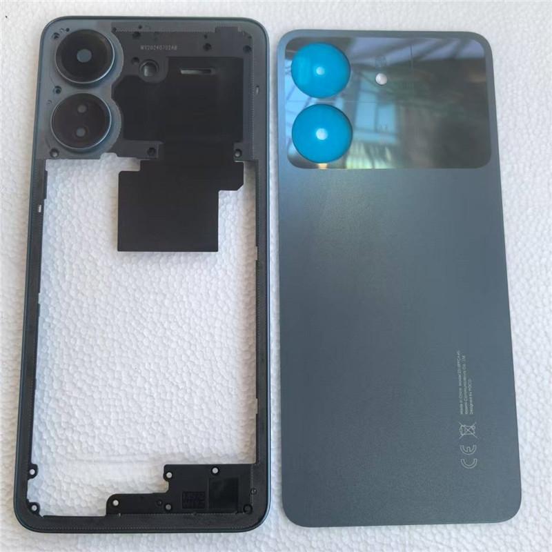 Полный корпус для POCO C65 2310FPCA4G Задняя крышка аккумулятора + Средняя рамка с объективом камеры