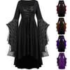 Halloween Gothic Dresses Women Vintage Witch Vampire Dress Dresses Up Carnival Party Dress Trumpet Sleeve Long Dress Plus Size