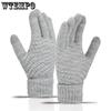 Touch Screen Gloves for Women Cute Winter Students Cycling Warm and Cold Resistant Korean with Thick Velvet Five Finger Knitted Gloves