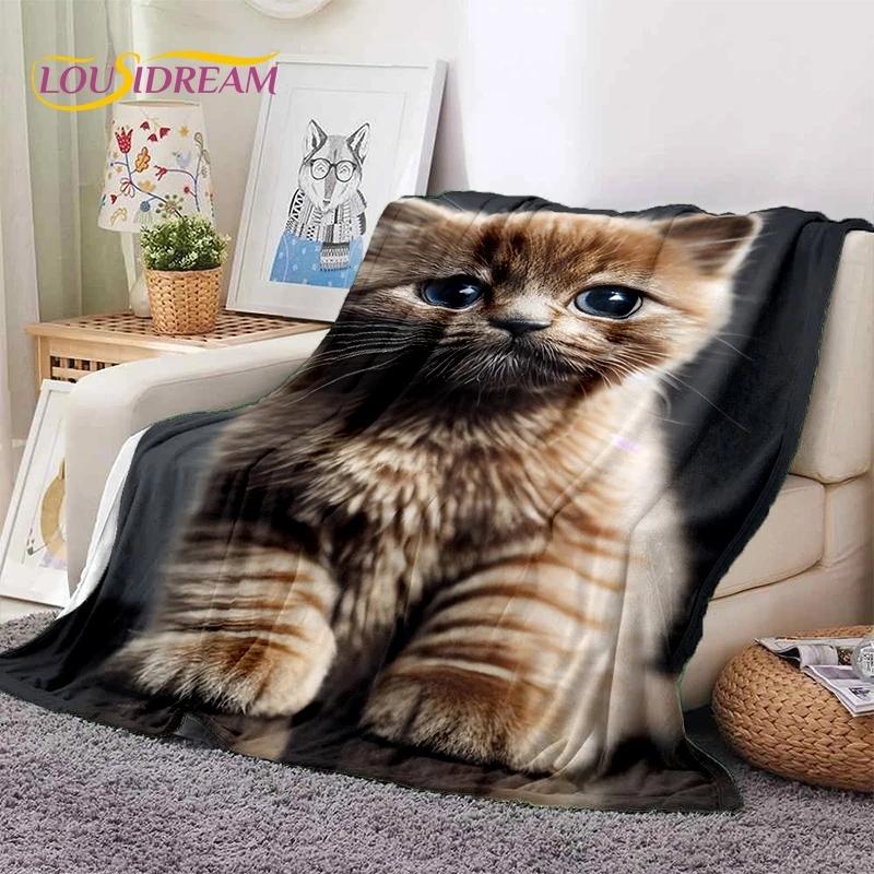 3D персидский кот, милый ситцевый кот, мягкие одеяла из мультфильма «Рэгдолл», сохраняющие тепло пледы для пикника, кровати, дивана, дома, спальни, подарка ребенку